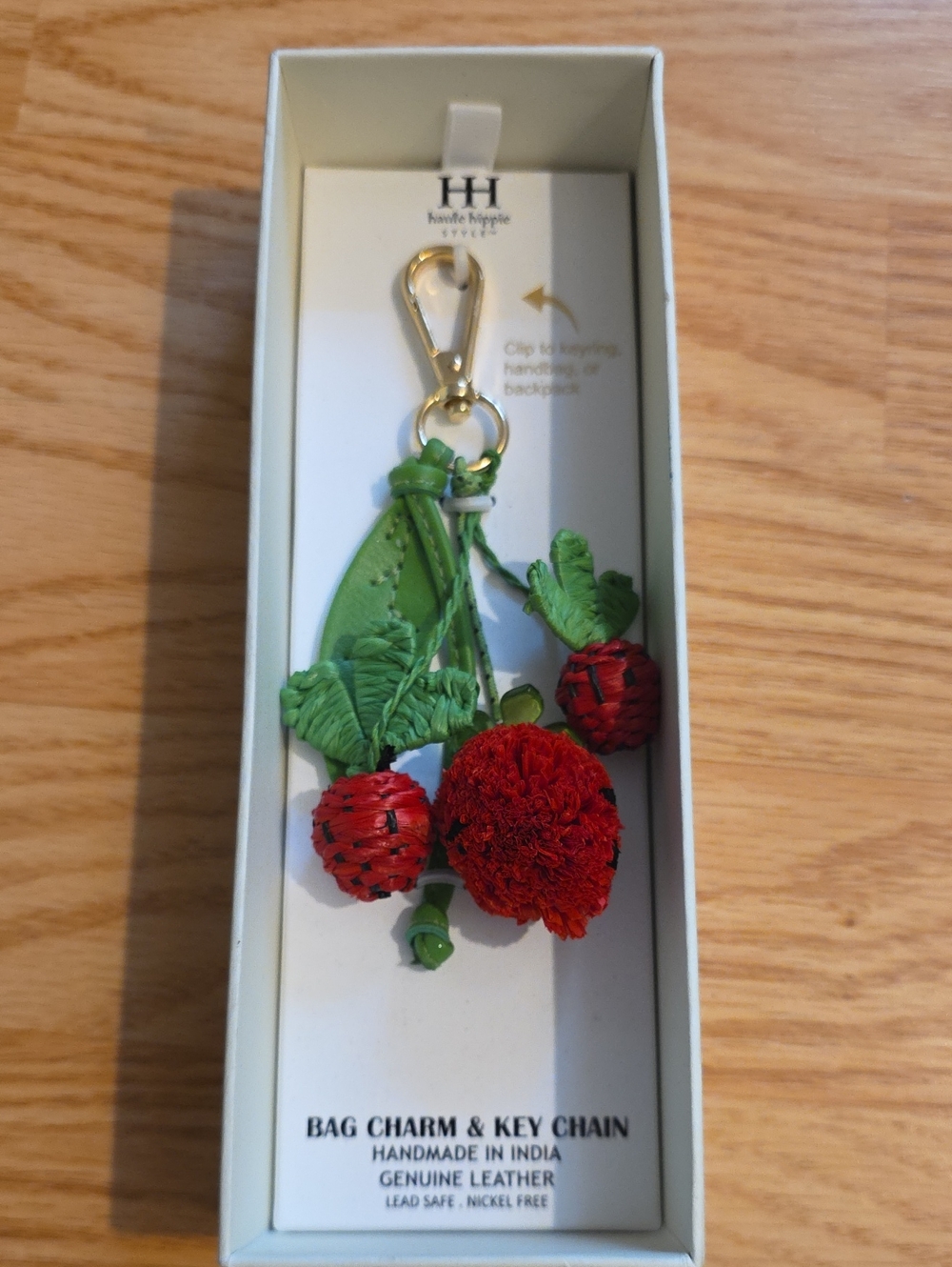Haute Hippie Green Leather Berries Bag Charm